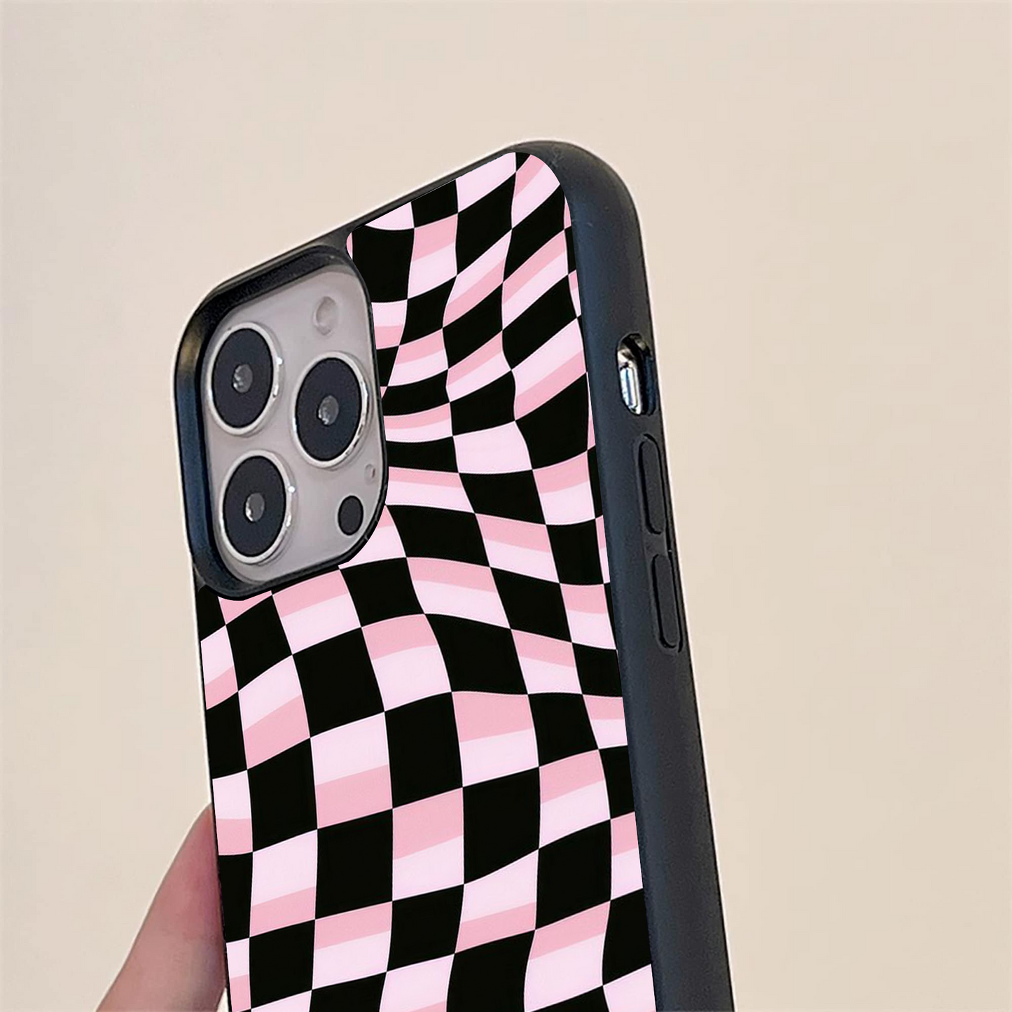 Pink Checker Glass Case