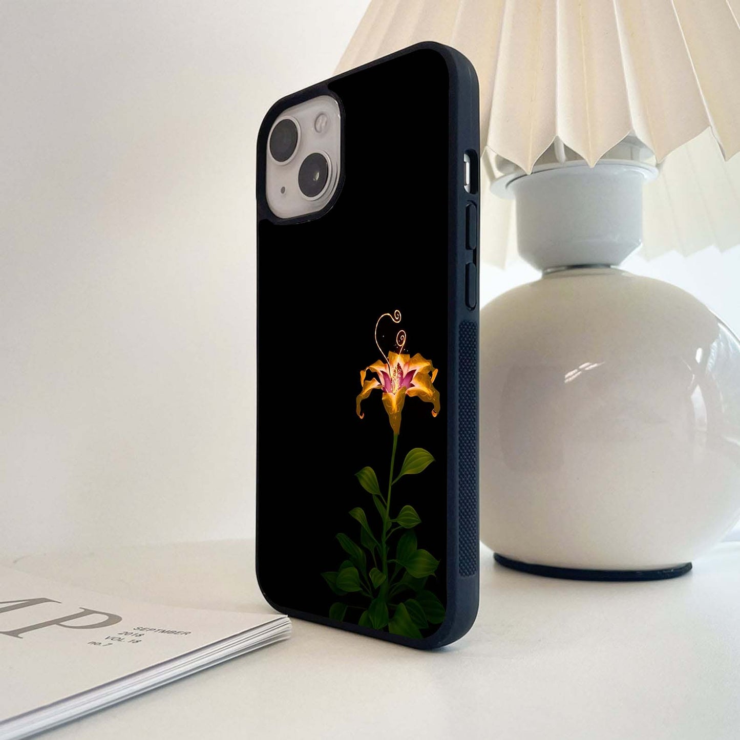 Enchanted Flame Blossom Glass Case