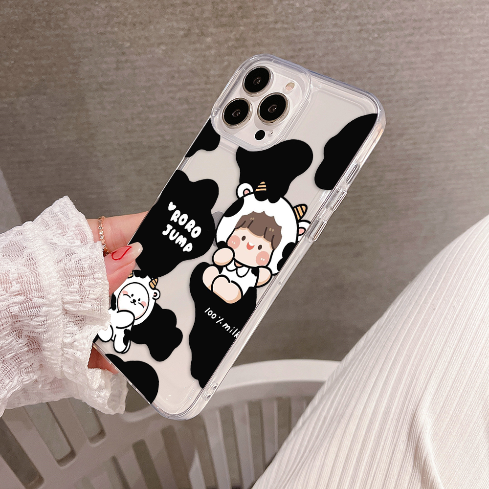 Roro Jump Cow Pattern Clear Silicon Case Cover