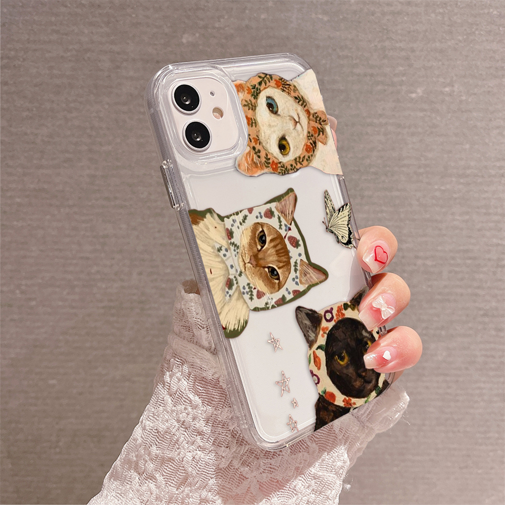Aesthetic Cat Trio Clear Silicon Cover