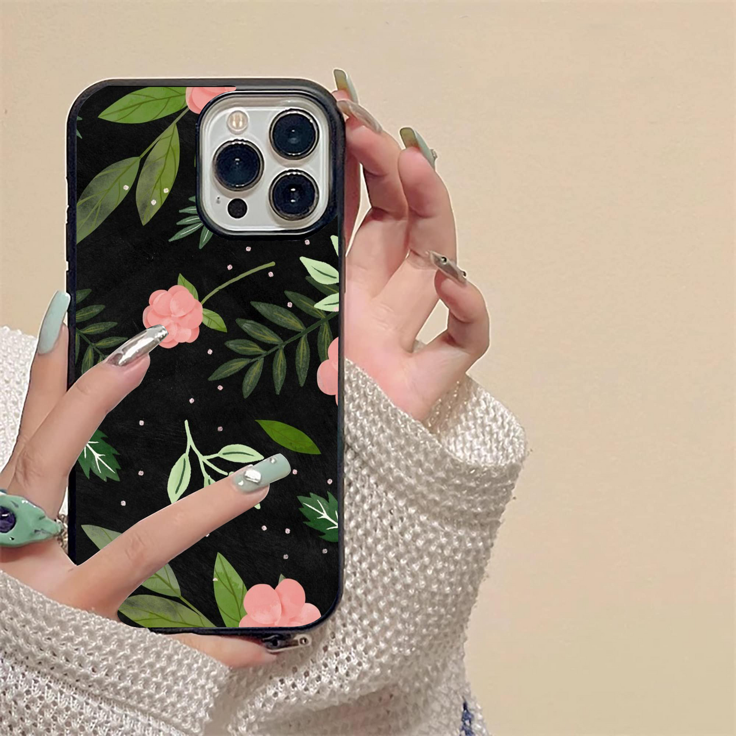 Floral Seamless Pattern Scattered Glass Case