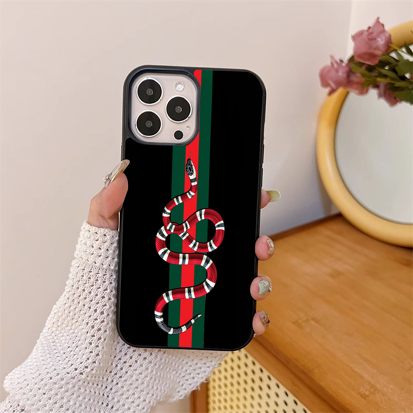 Gucci Snake Pattern Glass Case