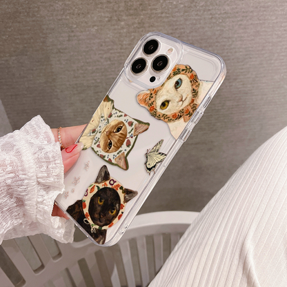 Aesthetic Cat Trio Clear Silicon Cover