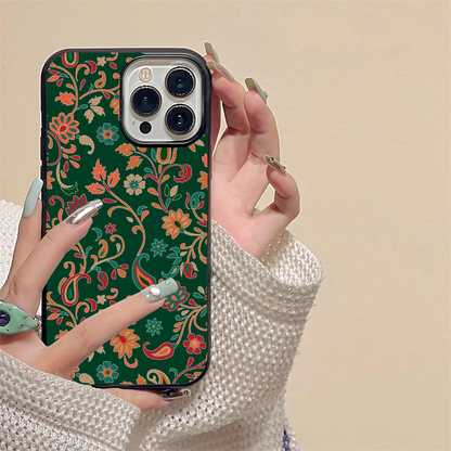 Royal Emerald Blooms Pattern Glass Case