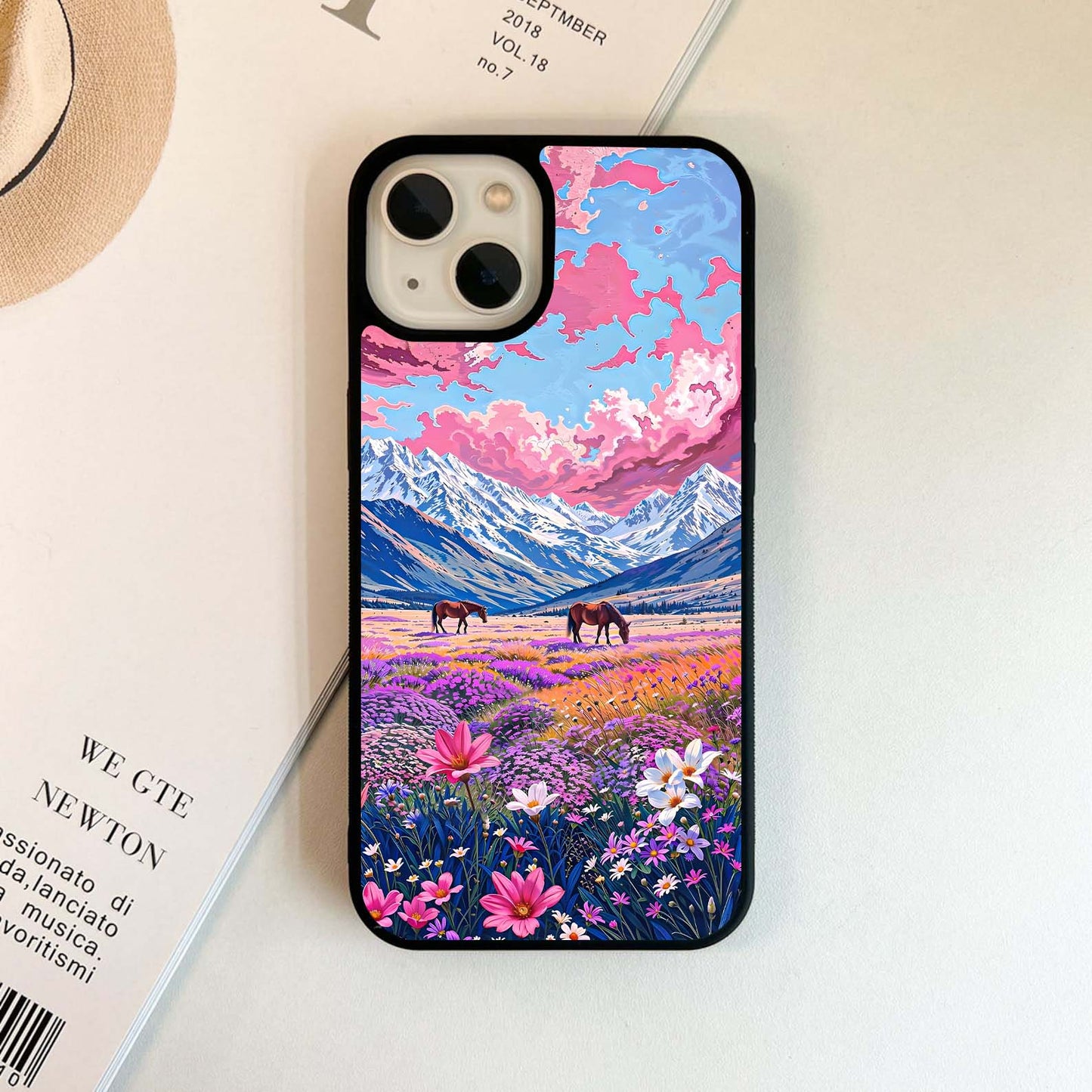 Dreamy Floral Pastures Glass Case