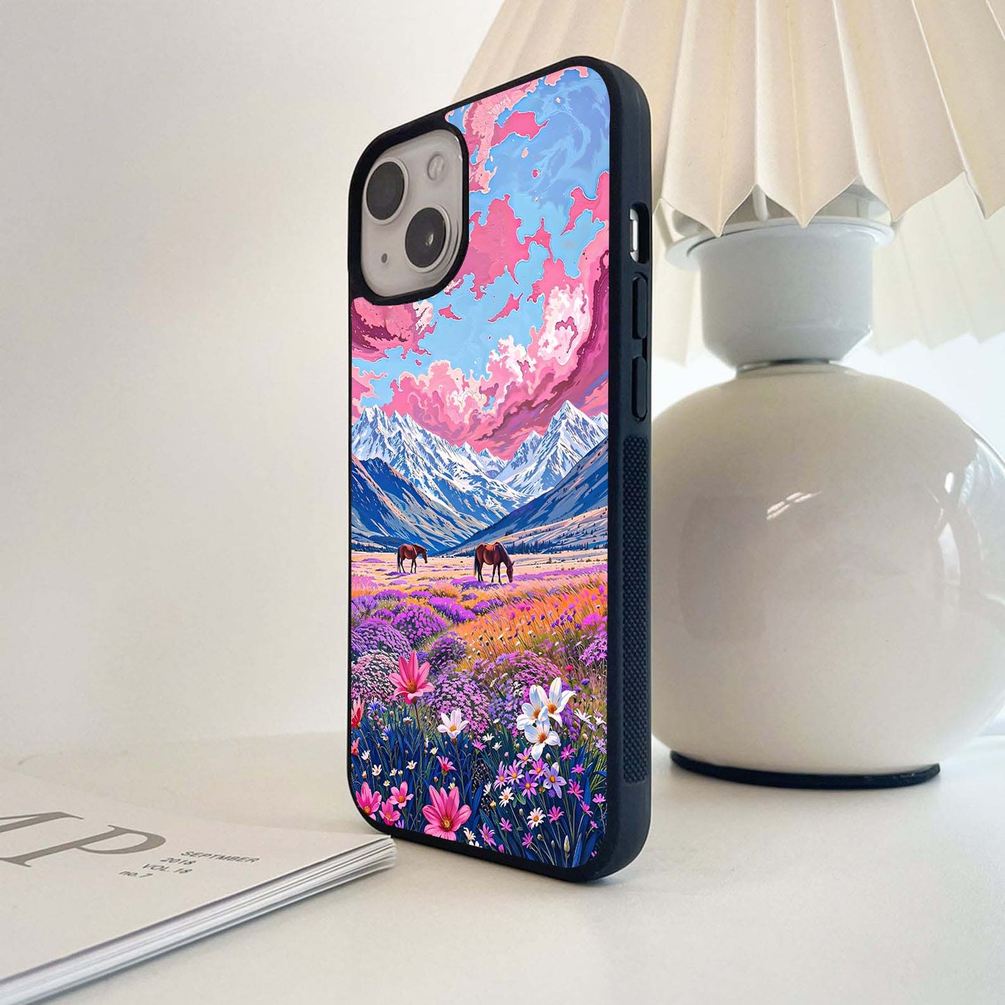 Dreamy Floral Pastures Glass Case