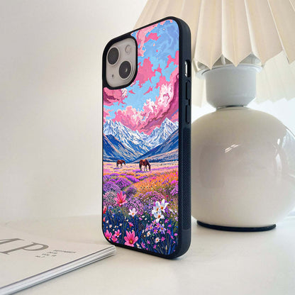 Dreamy Floral Pastures Glass Case