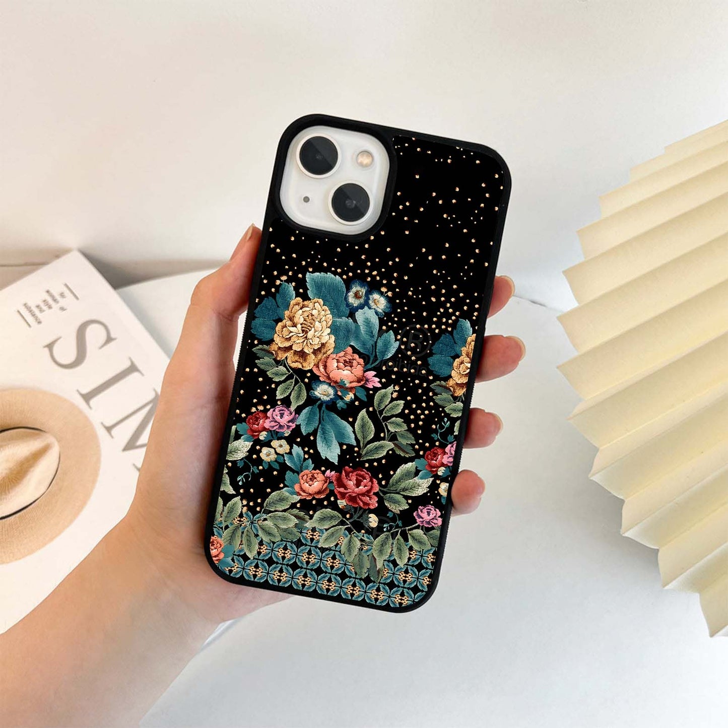 Floral Textile Design Glass Case