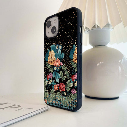 Floral Textile Design Glass Case