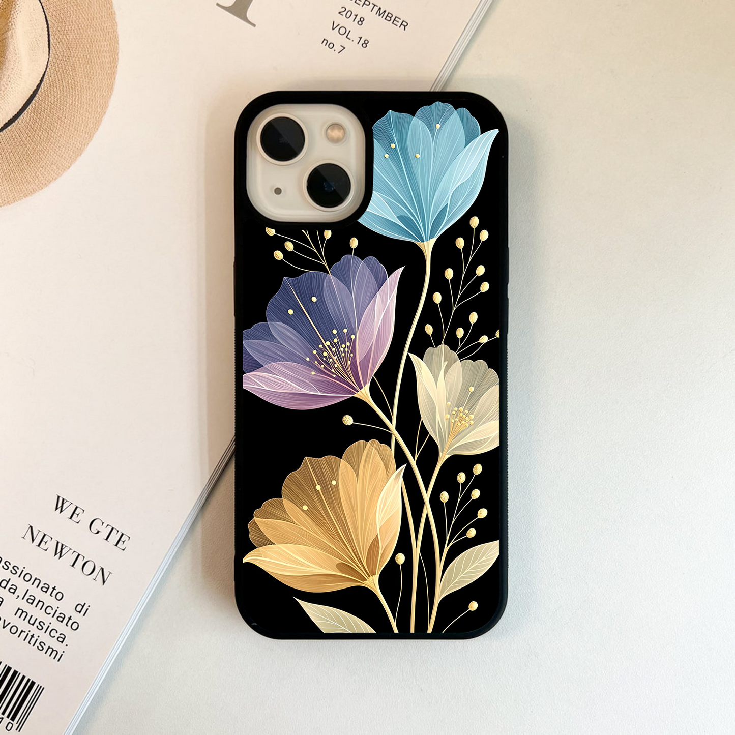 Delicate Multicolor Flowers Glass Case