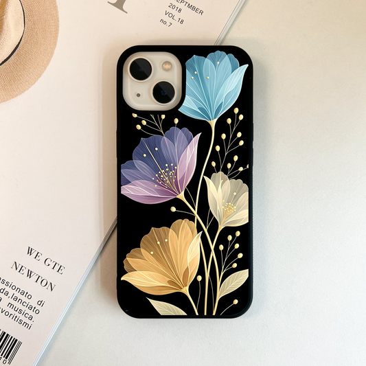 Delicate Multicolor Flowers Glass Case