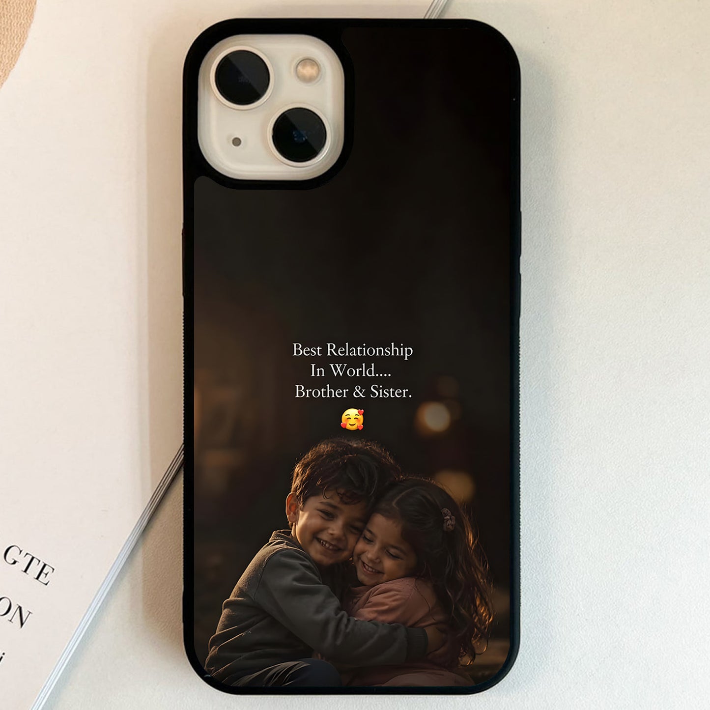 Warm Sibling Embrace Glass Case