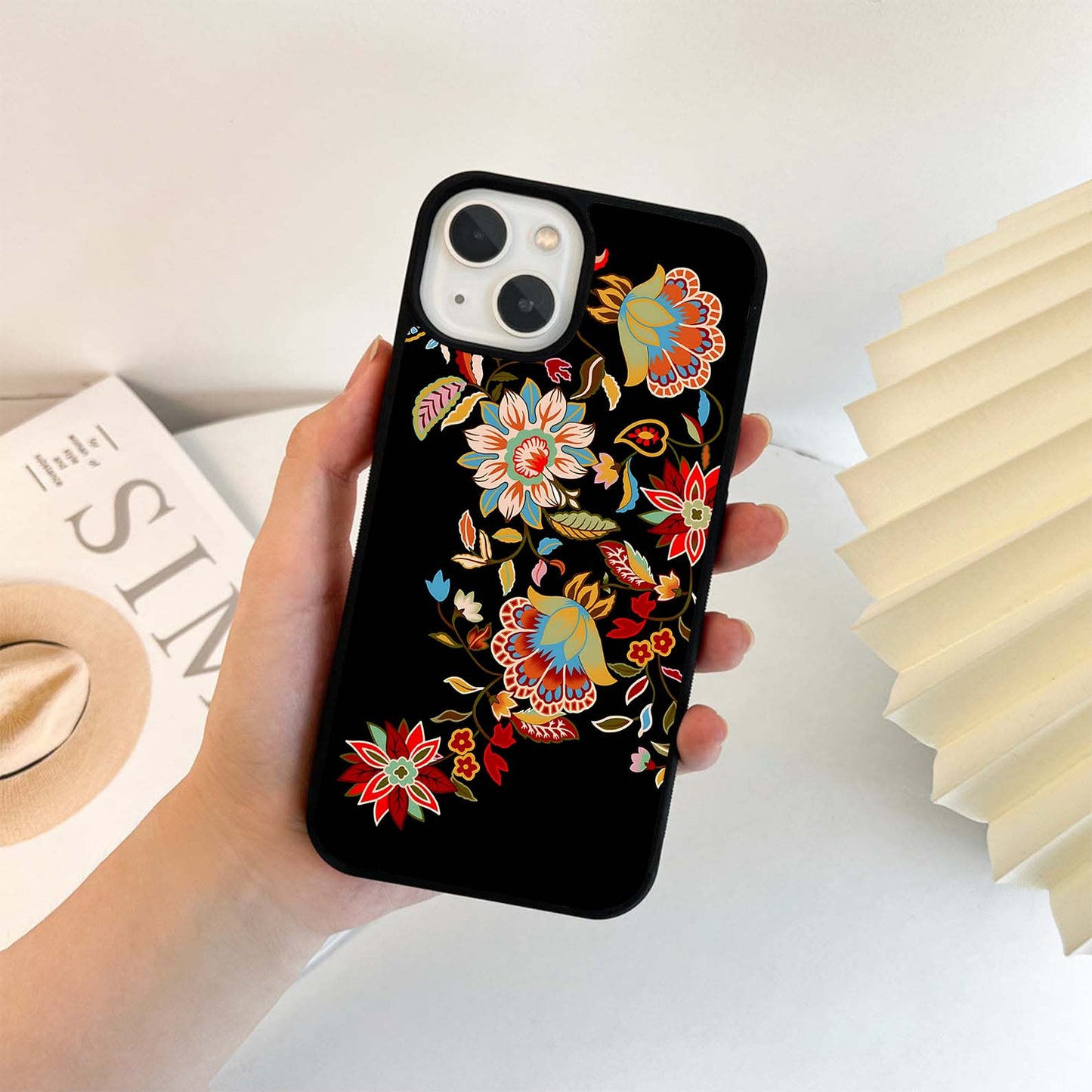 Folk Bloom Tapestry Glass Case