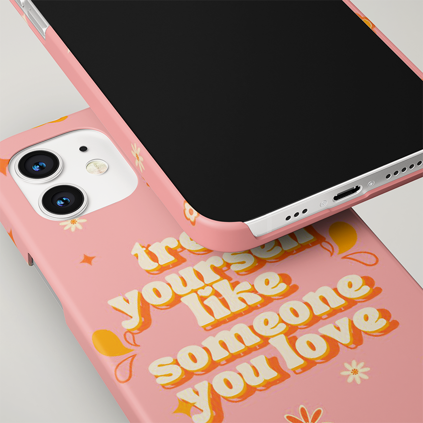 Treat Yourself with Love Slim Case Cover  With Same Design Holder