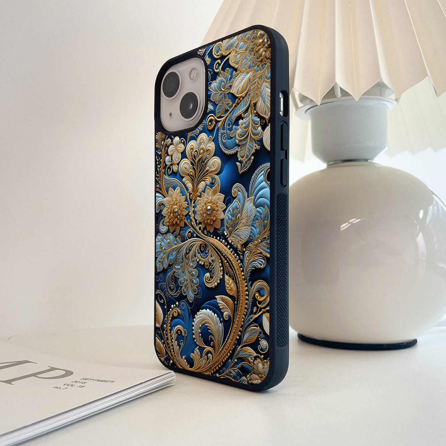 Golden Ocean Bloom Glass Case