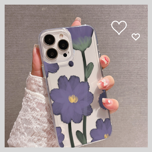 Dark Flower Pattern Clear Silicon Case Cover