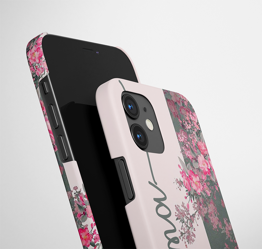 Lovely Wild Flower with Custom Name Slim Cover With Same Design Holder