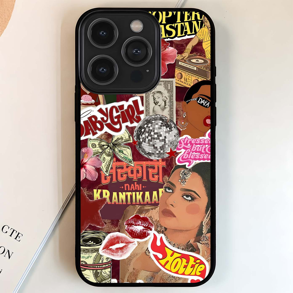 Retro Desi Baddie Glass Case