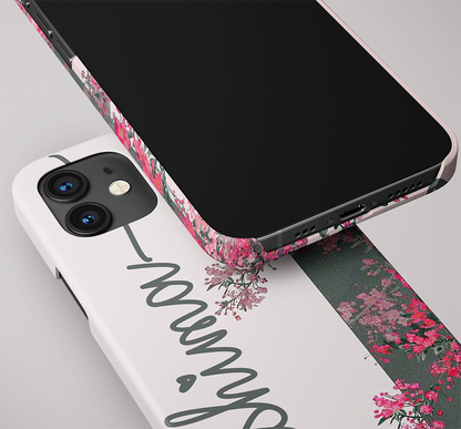 Lovely Wild Flower with Custom Name Slim Cover With Same Design Holder