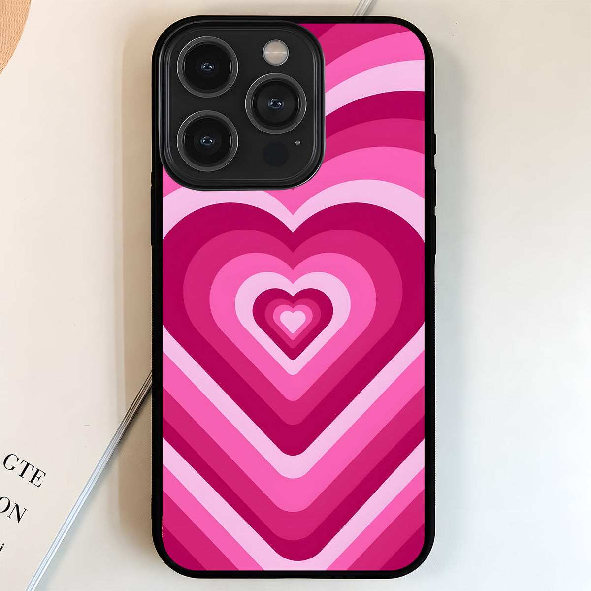 Pink Heart Waves Glass Case