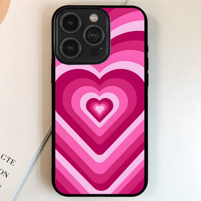 Pink Heart Waves Glass Case