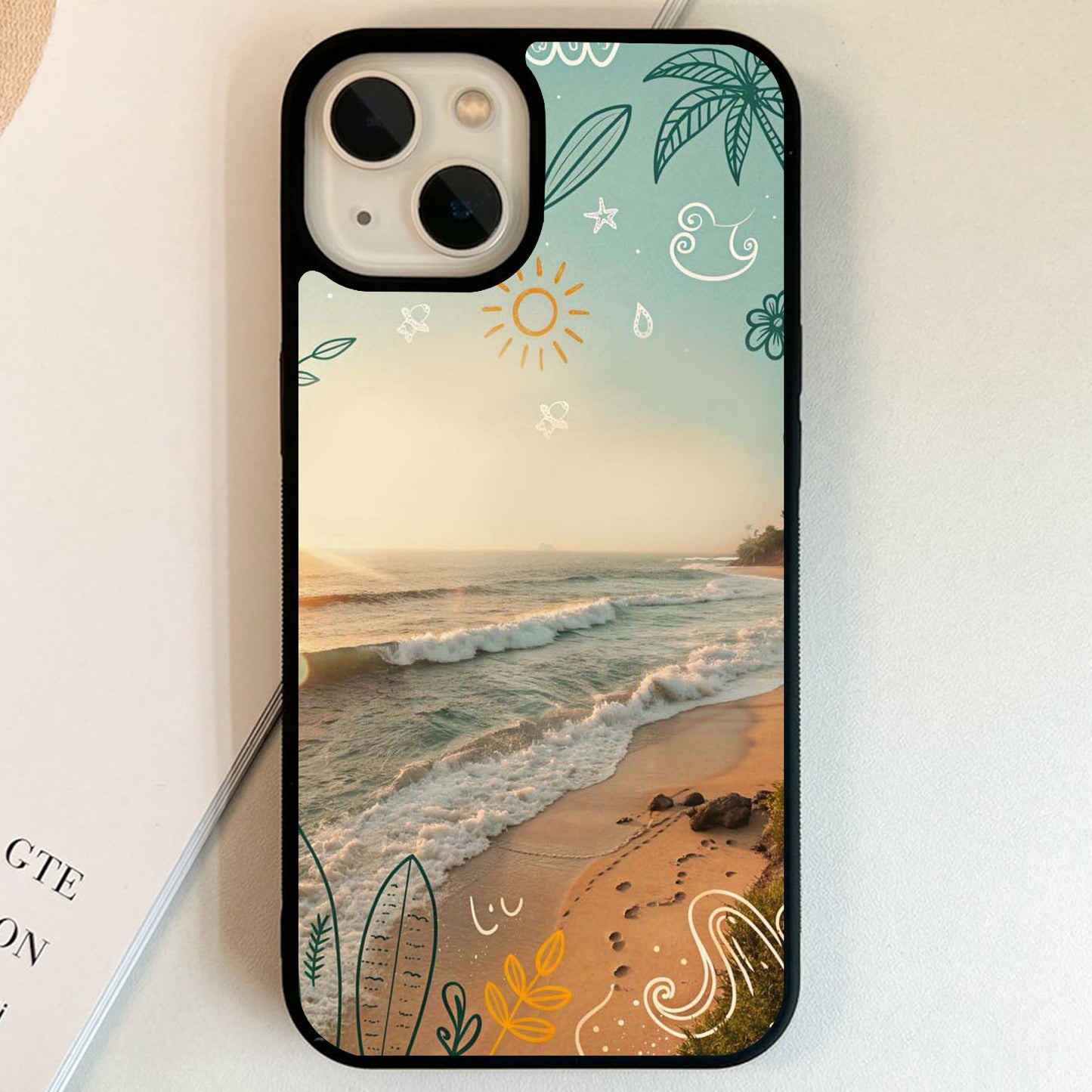 Coastal Doodle Sunset Glass Case