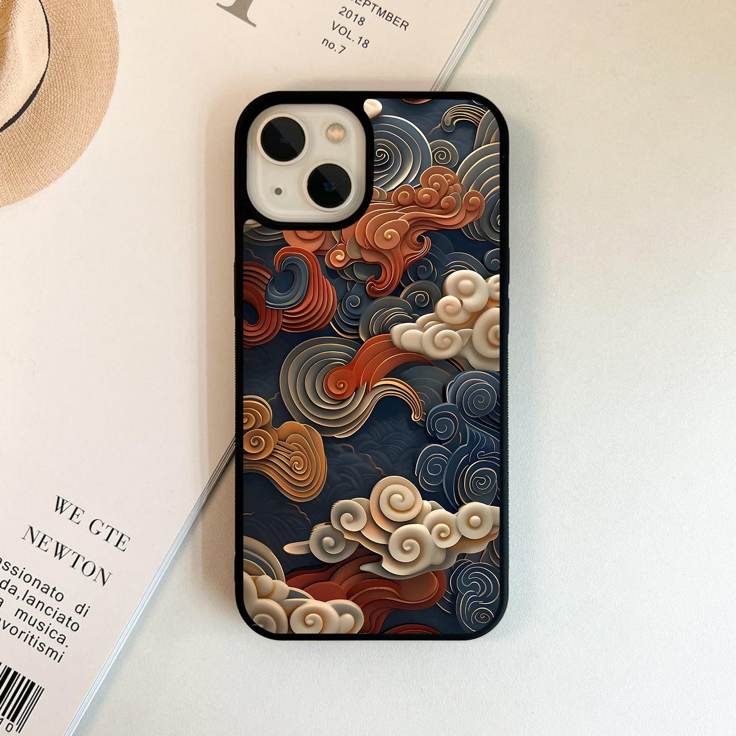 Sculpted Clouds Design Glass Case