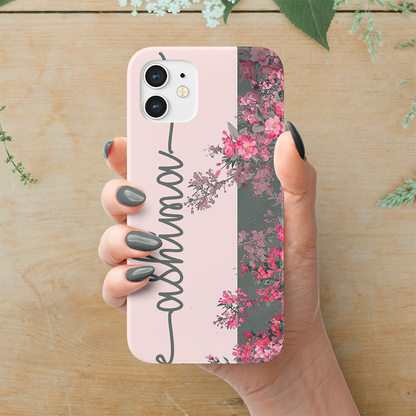 Lovely Wild Flower with Custom Name Slim Cover With Same Design Holder