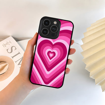 Pink Heart Waves Glass Case