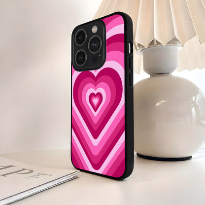 Pink Heart Waves Glass Case