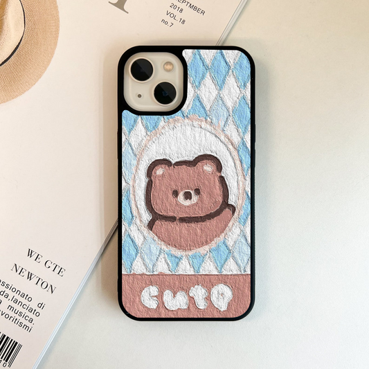 Harlequin Bear Charm Glass Case