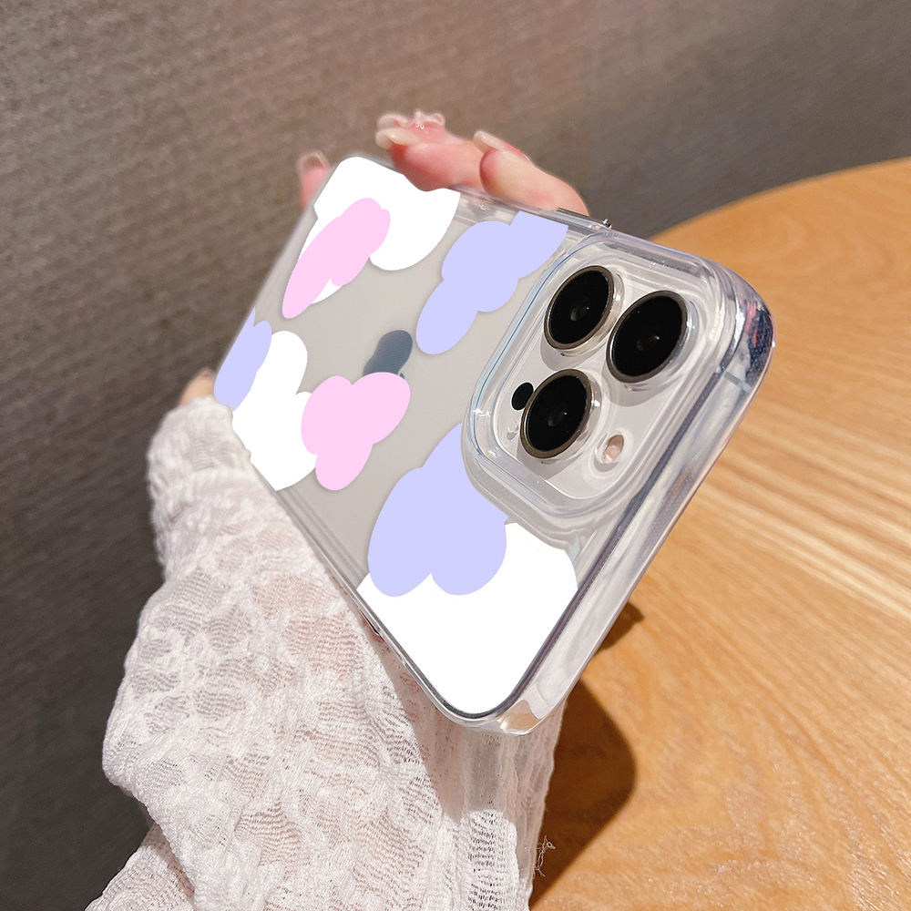 White and Pink Clouds Clear Silicon Case Cover