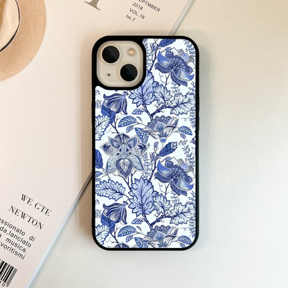 Indigo Floral Royal Glass Case