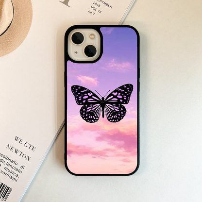 Butterfly In Sky Glass Case