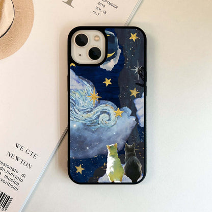 Moonlit Feline Gaze Glass Case
