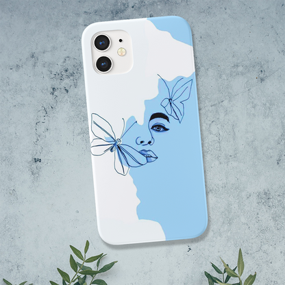 Aesthetic Face with Butterfly Slim Case Cover With Same Design Holder