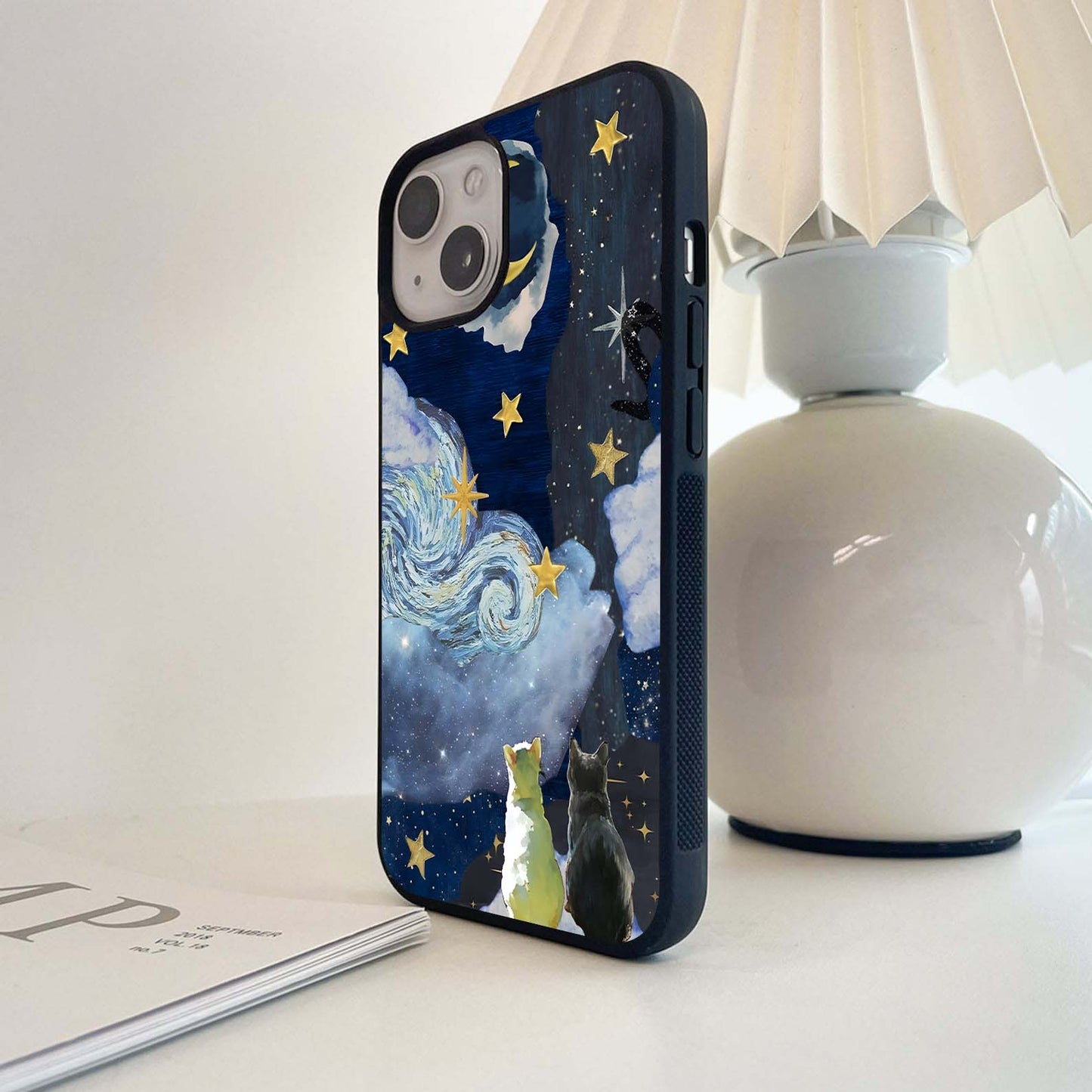 Moonlit Feline Gaze Glass Case
