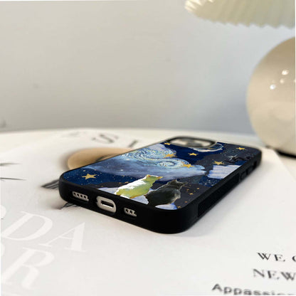 Moonlit Feline Gaze Glass Case