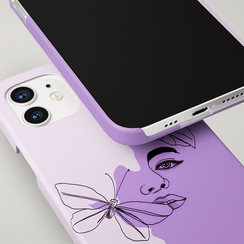 Aesthetic Face with Butterfly Slim Case Cover With Same Design Holder