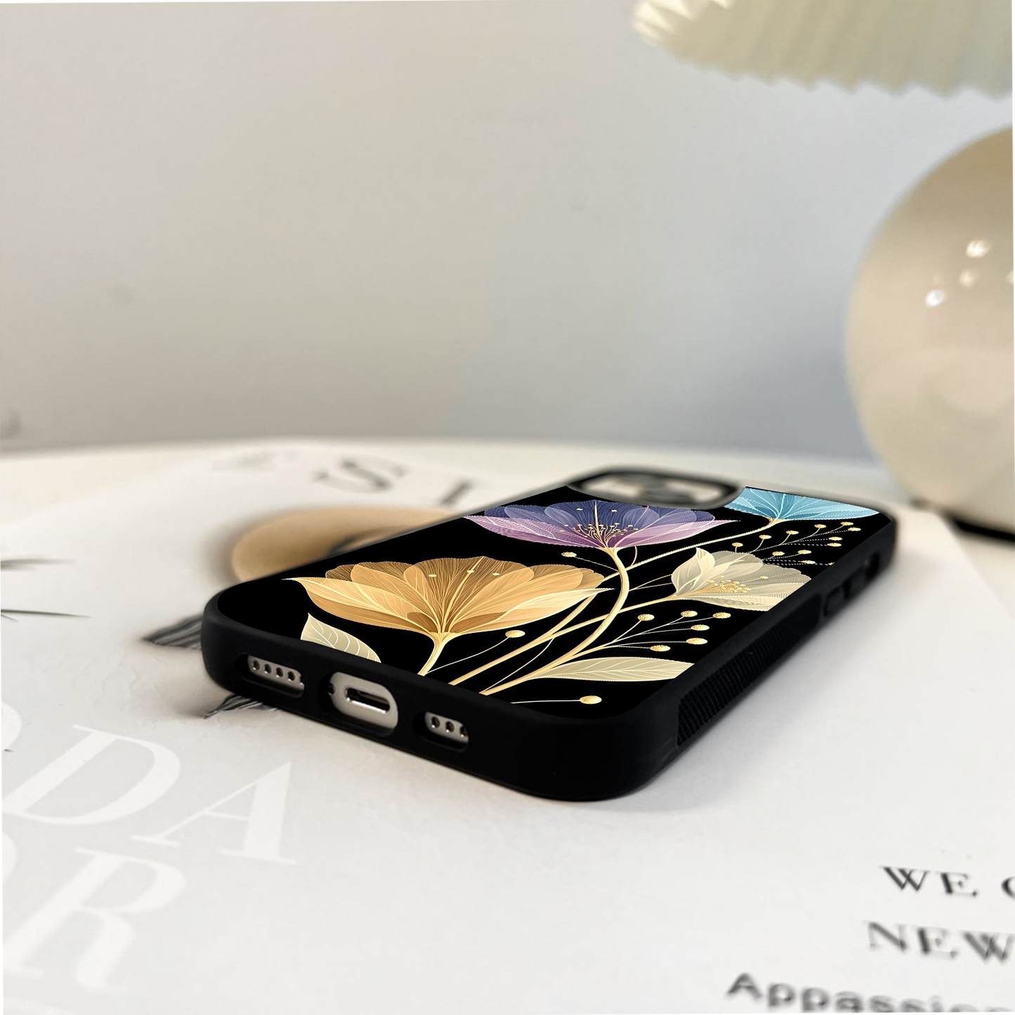 Delicate Multicolor Flowers Glass Case