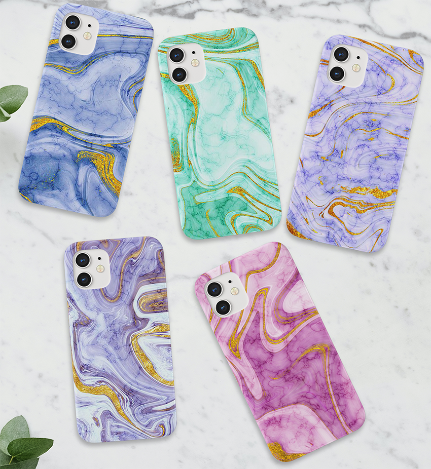 Marble Pattern in Multiple Colors Slim Case Cover  With Same Design Holder