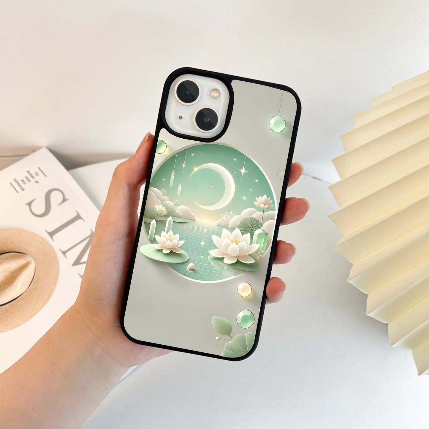 Moonlit Lotus Serenity Glass Case