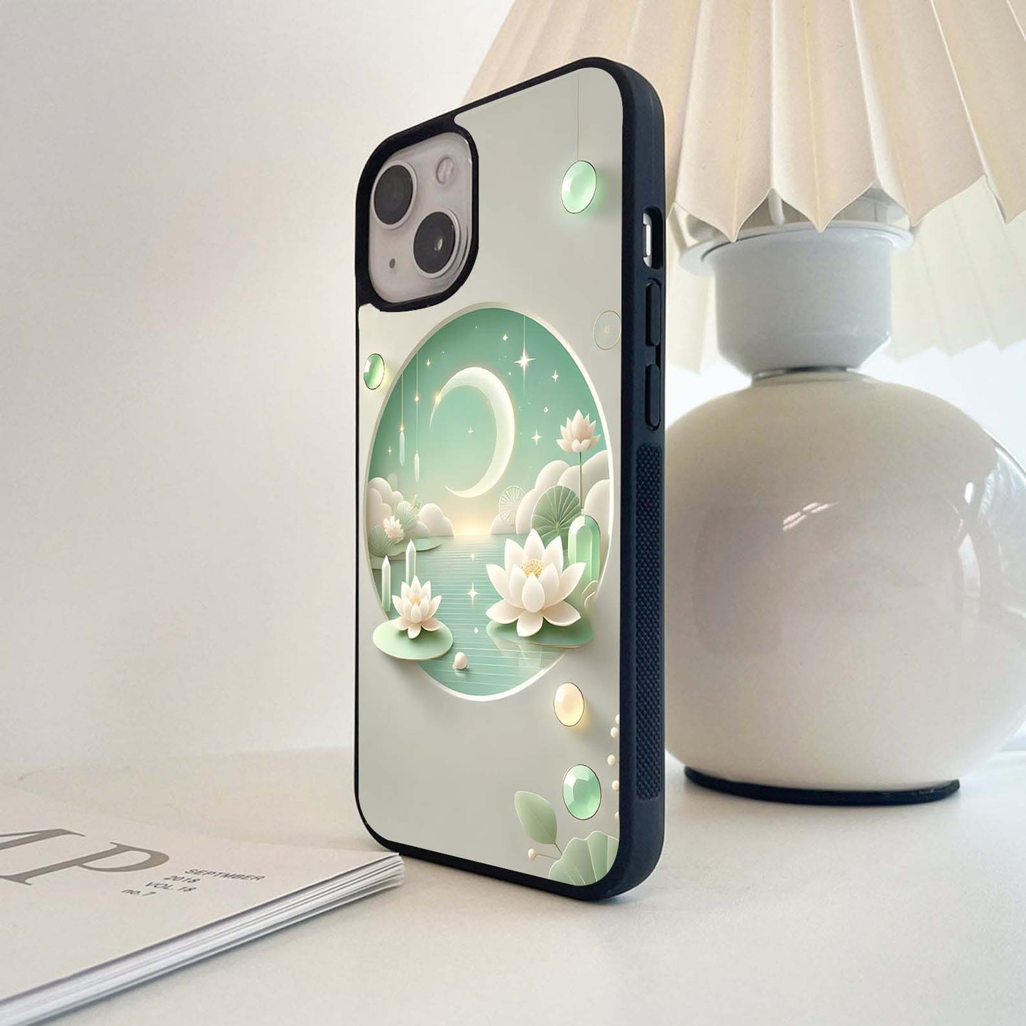 Moonlit Lotus Serenity Glass Case