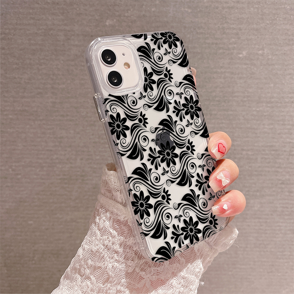 Black Graphic Pattern Clear Silicon Cover