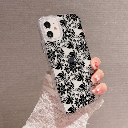 Black Graphic Pattern Clear Silicon Cover