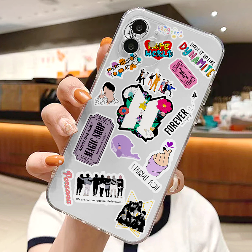 BTS Sticker Pattern V2 Soft Clear Silicon Case Cover