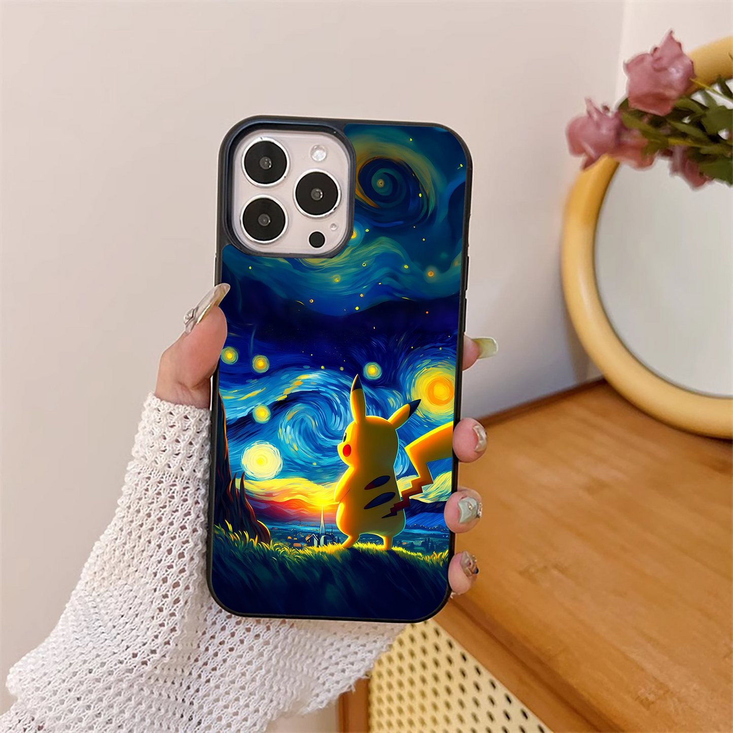 Van Gogh Pikachu Glass Case