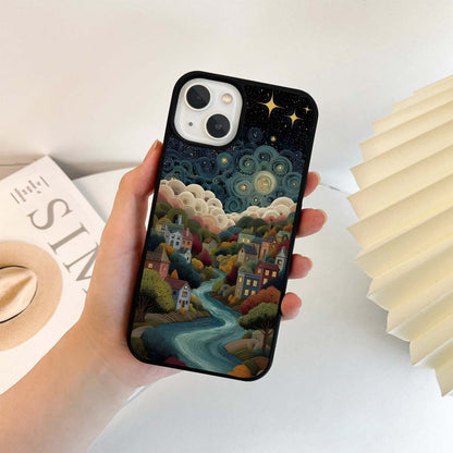 Moonlit Village Whispers Glass Case