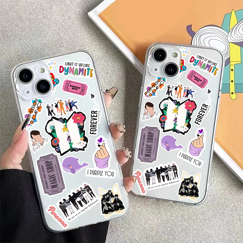 BTS Sticker Pattern V2 Soft Clear Silicon Case Cover