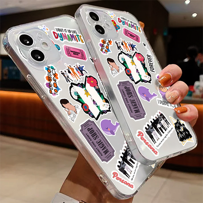 BTS Sticker Pattern V2 Soft Clear Silicon Case Cover